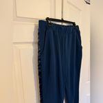 Andrew Marc  Women's Scuba Satin-Trim Slim-Leg Pants Navy Blue Knit Pants Large Photo 4