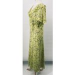 Vintage 90s Y2k Silk Floral Ruffled Maxi Dress Faux Wrap Lime Green Purple 16 Photo 5