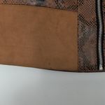 River Island Brown Snake Print Faux Leather Zip Front Mini Skirt Size 10 Photo 3