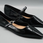 Rouge Helium Women's Point Toe Flats Patent Leather Black Shoes, Size 8 NWOT Photo 0