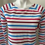 Spanx  Swim Shirt Ocean Stripe Hibiscus Long Sleeve Top Women’s Size M Photo 2