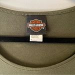 Harley Davidson Harley-Davidson Top Army Green Women’s Long Sleeves Sequin Logo Tee Sz XL EUC Photo 2