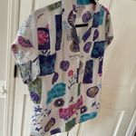 Vintage Act III Made in USA Button Up Cuffed Floral Seashell Shirt Size XL 16 White Photo 7