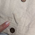 Vtg Y2K Charter Club Beige 100% Linen Embellished Button Up Shirt Jacket 2X Tan Photo 4