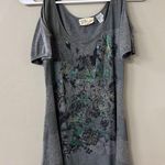 Miss Me Floral Studded Gray Cold Shoulder Top Sz M Photo 0