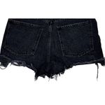 ZARA  The High Rise Cotton Distressed Cut Off Shorts Button Fly Denim 6 Black Photo 8