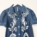 Anthropologie By  Embroidered Denim Shirt Dress Size Small S Photo 2