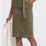 Banana Republic  Womens Olive Green Paperbag Belted Denim Skirt Size 8 Modest Photo 2