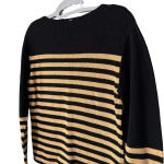 Who What Wear  Striped Boat Neck Pullover Long Sleeve Sweater Black Gold XS Photo 2