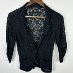 Wet Seal  Blazer M‎ Black Lace Crochet Open Front Floral Sheer Y2K Party Romantic Photo 0