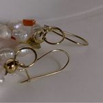 GENUINE CORAL & PEARL W/14K BEADING VINTAGE DANGLE EARRINGS WITH METAL HOOKS White Photo 7