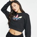 Adidas  Originals women's adicolor bold cropped sweatshirt in black, Size large Photo 1