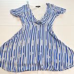 Lulus  Sun On My Side Blue‎ White Striped Tie Front Cutout Skater Dress MEDIUM Photo 8