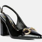 NWT London Rag All Nighter Black Patent Slingback Heels Size 10 Photo 0