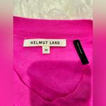 Helmut Lang  Bright Pink V-Neck Ruffle Cuff Lightweight Cashmere Sweater XS Photo 3