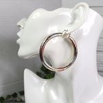 Gold Swirl Diamond Cut Tube Hoop Earrings Photo 6