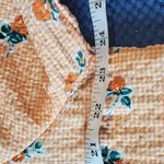 Orange Peplum gingham crinkle texture roses print short sleeves top Size 1X Photo 4