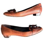 CELINE Women’s Vintage Wooden Triomphe Cognac Brown Orange Leather Ballet Flat Photo 5