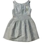 YA Los Angeles LA Dress Fit & Flare Small Metallic Silver Holiday BROKEN ZIP Photo 0