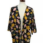 LuLaRoe Kimono Cardigan Floral Bold Lightweight Blue Pink Mustard Yellow Green Photo 0