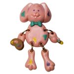 Vtg Russ Pink Painter Articulated Easter Bunny Pin Cute Adorable 2.25" Photo 0