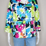 Vintage floral print cotton blend jacket,‎ size L Blue Size L Photo 0