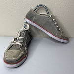 Sanuk  Gray Lace Up Tie Women’s Shoes Sz 9 Fray Sides Photo 0