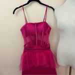 Fuchsia Pink Tulle Evening/ Prom Gown Corset Style Sheer S Photo 3