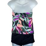 Hula Honey  Size M Olive‎ Multi Hyper Tropics Printed Tankini Swim Top Photo 3