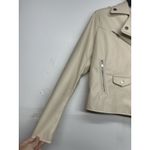 Nine West Women’s  Faux Leather Moto Jacket Size Small Cream Zip Pockets Photo 1