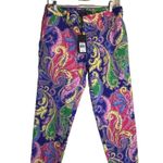 Ralph Lauren Women Sporty Vibrant Paisley Print golf Pants 6 NWT Stretch Comfort Blue Photo 0