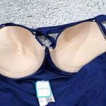 Tropical Escape Halter Tankini Swim Top Retro Push Up Bra Blue Polka Dot Size 14 Photo 3