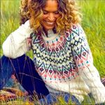 Aerie  Oversized Fair Isle Nordic Print Tunic Sweater Sz XS Boho Cream Knit Photo 0