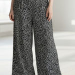 Decree  Black Pull On Wide Leg Floral Boho Beach Comfy Trouser Pants Large Photo 0