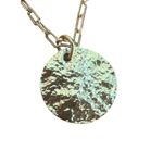 Gold Tone Layered Chain Necklace Herringbone Chain Link Textured Round Pendant Photo 1