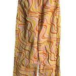 SheIn  Retro Wide Leg High Rise Jeans XS Orange Swirl Psychedelic 5 Pocket Zip Photo 0