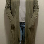 Debut  Olive Green Women's Long Cardigan Sweater Duster Size Medium Photo 0