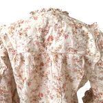 American Eagle NWT AE77 Premium  Cream Floral Ruffle V Neck Blouse Oversized M Photo 5