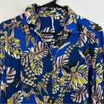Free People Under The Palms Blue Floral Lightweight Button Down Shirt Size Small Photo 4