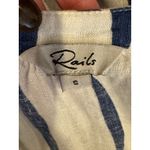 Rails Shirt Women Small White Blue Brielle Wavy Stripe Linen Blend Tie Neck Top Photo 9