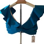 Shade & Shore  Women's Teal Blue Ruffle Bralette Bikini Top - Size 36B - NWT Photo 0