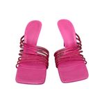 ZARA  Rhinestone Vinyl High Heel Sandals Hot Pink Bling Square Toe Y2K Party Shoe Photo 3