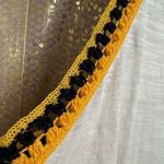 Free People Black Yellow Ivory Bora Bora Racerback Crochet Linen Blend Trim Tank Photo 4