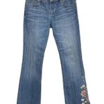 Driftwood Eva Boho Floral Embroidered Frayed Hem Flare Denim Jeans Sz 26 Photo 2