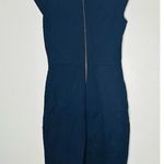 CATHERINE DEANE Navy Oralia Cap Sleeves Square Neckline Sheath Mini Dress Size 4 Photo 4
