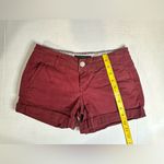 Aeropostale Women Stretch High Waist Midi Twill Short Burgundy Maroon Size 00 Photo 1