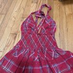 Love Shack Fancy  NWT Deanna Halter Dress in Cherry Red Tartan Plaid Size XS Photo 3