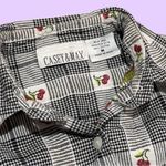 Vintage 90s Teacher Plaid Apple Button Up Tank Top 🔥 Black Size M Photo 1