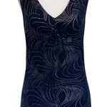 EXPRESS Glam Black & Silver Shimmer Sparkly Tunic Tank Stretch Blouse -S NWT Photo 0