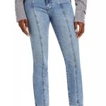 7 For All Mankind Blue Light Wash Vertical Front Seamed Jeans sz 29 Luxe Vintage Photo 0